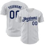 Custom Personalized Navy Gray Pinstripe Baseball Jersey with Name and Number - Authentic Team Apparel Personalized White