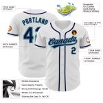 Custom Name and Number Authentic Baseball Jersey in White Navy Gray-Teal - Personalized Team Apparel Personalized White Navy