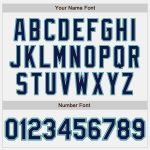 Custom Navy Gray Teal Bomber Varsity Jacket with Personalized Name and Number - Full-Snap Team Letterman Style Personalized