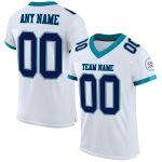 Custom Authentic Football Jersey with Personalized Name and Number - White Navy Gray Teal Mesh Personalized White Navy Gray-Teal