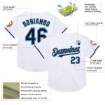 Custom Name and Number Baseball Jersey - Personalized White Navy Gray-Teal Mesh Authentic Throwback Personalized White Navy