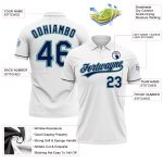 Custom Team Golf Polo Shirt Personalized White Navy Gray Teal Performance with Name and Number Personalized White Navy Gray-Teal