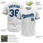 Custom Unisex Softball Jersey in White Navy Gray Teal - Two-Button Design Personalized White Navy Gray-Teal Two-Button Unisex