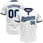 Custom Softball Jersey with Name & Number - Unisex Two-Button in White, Navy, Gray, Teal Personalized White Navy Gray-Teal
