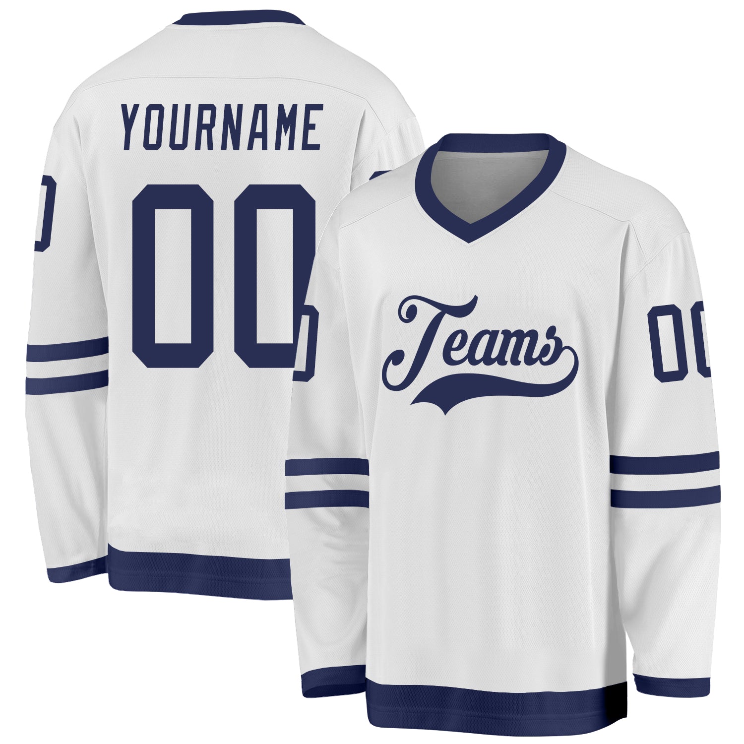 Custom Name Number Hockey Jersey - Personalized White Navy Team Jersey Personalized White Navy Hockey Jersey Team Custom