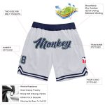 Custom Team Basketball Shorts - Personalized with Name & Number, White Navy-Hunter Green Authentic Throwback Design Personalized