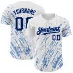 Custom Name and Number Baseball Jersey - Personalized 3D Pattern Design in White Navy Light Blue Abstract Splash Personalized