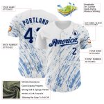 Custom Name and Number Baseball Jersey - Personalized 3D Pattern Design in White Navy Light Blue Abstract Splash Personalized
