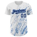 Custom Name and Number Baseball Jersey - Personalized 3D Pattern Design in White Navy Light Blue Abstract Splash Personalized