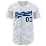 Personalized 3D Pattern Baseball Jersey - Custom Name & Number in White Navy-Light Blue Design Personalized White Navy-Light