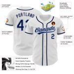 Custom Name and Number Personalized Baseball Jersey in White Navy-Light Blue - Authentic Team Jersey Personalized White Navy-Light