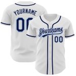 Custom Name and Number Personalized Baseball Jersey in White Navy-Light Blue - Authentic Team Jersey Personalized White Navy-Light