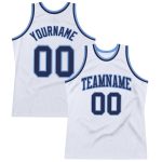 Custom Name Number Basketball Jersey - Personalized White Navy Light Blue Authentic Throwback Personalized White Navy-Light