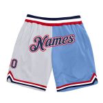 Custom Name Number Basketball Shorts Personalized Authentic Throwback Fashion White Navy-Light Blue Personalized White Navy-Light