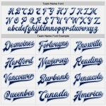 Custom Name Number Two Tone Varsity Letterman Bomber Jacket - Personalized White Navy Light Blue Full-Snap Team Apparel Personalized