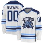 Custom Name Number Hockey Jersey - Personalized White Navy-Light Blue Team Jersey Personalized White Navy-Light Blue Hockey