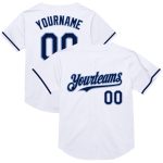 Custom Mesh Baseball Jersey - Personalized Throwback Design with Name and Number in White, Navy, Light Blue Personalized
