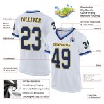 Personalized Authentic Throwback Football Jersey with Custom Name & Number - White Navy-Light Blue Mesh Personalized White