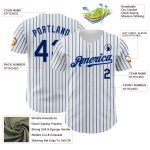 Personalized Navy Light Blue Pinstripe Baseball Jersey with Custom Name and Number - Authentic Team Gear Personalized White