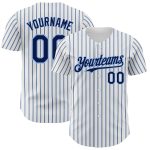 Personalized Navy Light Blue Pinstripe Baseball Jersey with Custom Name and Number - Authentic Team Gear Personalized White