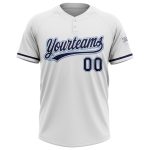Custom Team Softball Jersey Personalized Name & Number Unisex Two-Button in White/Navy-Light Blue Personalized White Navy-Light