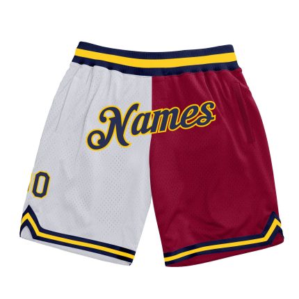 Custom Team Basketball Shorts with Name and Number - Personalized White Navy Maroon Authentic Throwback Fashion Personalized
