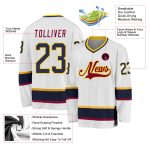 Custom Name and Number Personalized Hockey Jersey - White Navy Maroon Team Jersey Personalized White Navy-Maroon Hockey Jersey