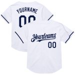 Custom Name Number Personalized Authentic Baseball Jersey White Navy Mesh Personalized White Navy Mesh Authentic Throwback
