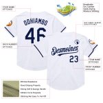 Custom Name Number Personalized Authentic Baseball Jersey White Navy Mesh Personalized White Navy Mesh Authentic Throwback