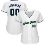 Personalized Custom Name Number Baseball Jersey Authentic White Navy Neon Green Personalized White Navy-Neon Green Authentic