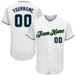 Personalized Custom Name Number Baseball Jersey Authentic White Navy Neon Green Personalized White Navy-Neon Green Authentic