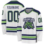 Personalized Navy Neon Green Hockey Jersey for Adults - Custom White Sports Apparel Personalized White Navy-Neon Green Hockey