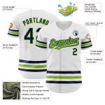 Personalized Custom Name and Number Baseball Jersey - White Navy Neon Green Authentic Team Wear Personalized White Navy-Neon