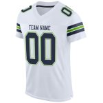 Custom Authentic Football Jersey with Personalized Name & Number - White Navy-Neon Green Mesh Personalized White Navy-Neon