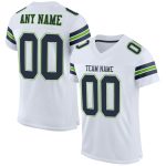 Custom Authentic Football Jersey with Personalized Name & Number - White Navy-Neon Green Mesh Personalized White Navy-Neon