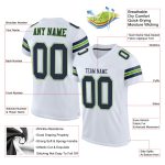 Custom Authentic Football Jersey with Personalized Name & Number - White Navy-Neon Green Mesh Personalized White Navy-Neon