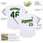 Custom Personalized Baseball Jersey - White Navy Neon Green Mesh Authentic Throwback with Name and Number Personalized White