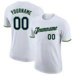 Custom Team Performance T-Shirt with Name and Number in White Navy-Neon Green Personalized White Navy-Neon Green Performance