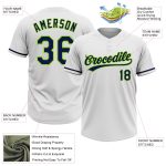 Custom Name and Number Unisex Softball Jersey - Personalized White Navy Neon Green Two-Button Design Personalized White Navy-Neon