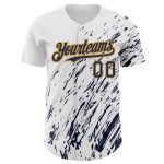 Custom Name and Number Baseball Jersey - Personalized 3D Pattern Design in White, Navy, and Old Gold - Authentic Team Apparel
