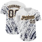 Custom Name and Number Baseball Jersey - Personalized 3D Pattern Design in White, Navy, and Old Gold - Authentic Team Apparel