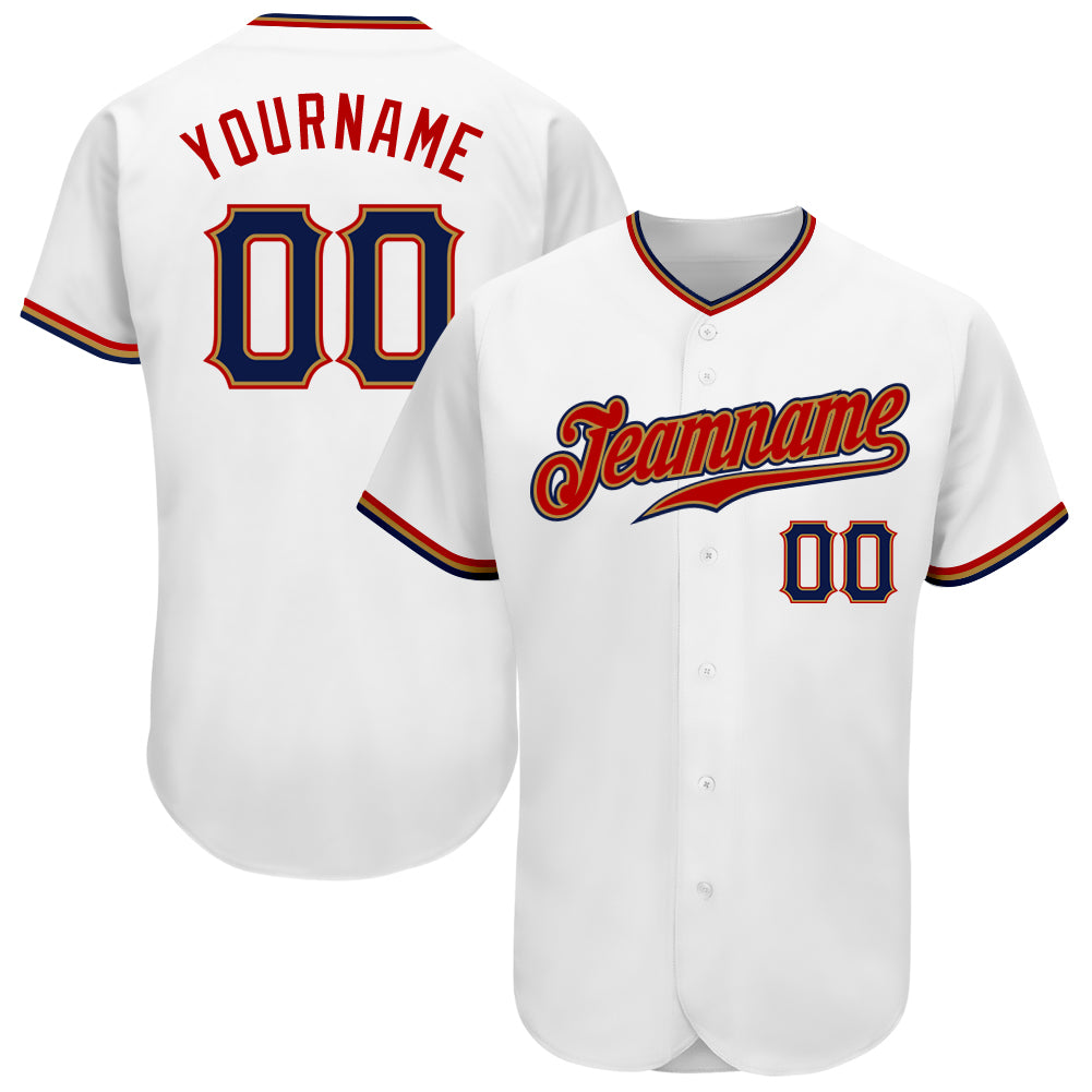 Custom Navy Old Gold Baseball Jersey with Personalized Name and Number - Authentic Team Gear Personalized White Navy-Old