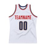 Personalized Authentic Throwback Basketball Jersey - White Navy Old Gold Personalized White Navy-Old Gold Authentic Throwback