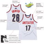 Personalized Authentic Throwback Basketball Jersey - White Navy Old Gold Personalized White Navy-Old Gold Authentic Throwback