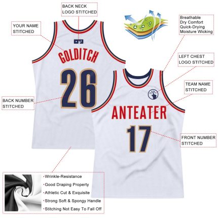 Personalized Authentic Throwback Basketball Jersey - White Navy Old Gold Personalized White Navy-Old Gold Authentic Throwback
