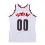 Personalized Authentic Throwback Basketball Jersey - White Navy Old Gold Personalized White Navy-Old Gold Authentic Throwback