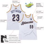 Customizable Authentic Basketball Jersey with Personalized Name and Number - White Navy-Old Gold Throwback Style Personalized