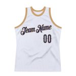 Customizable Authentic Basketball Jersey with Personalized Name and Number - White Navy-Old Gold Throwback Style Personalized