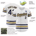 Custom Personalized Baseball Jersey with Name and Number - White Navy Old Gold Line Authentic Personalized White Navy-Old