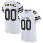 Custom Authentic Football Jersey with Personalized Name and Number - White Navy Old Gold Mesh Personalized White Navy-Old